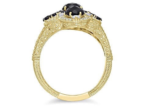 Judith Ripka Black Spinel and Bella Luce Diamond Simulant 14k Gold Clad Ring