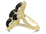 Judith Ripka Black Spinel and Bella Luce Diamond Simulant 14k Gold Clad Ring