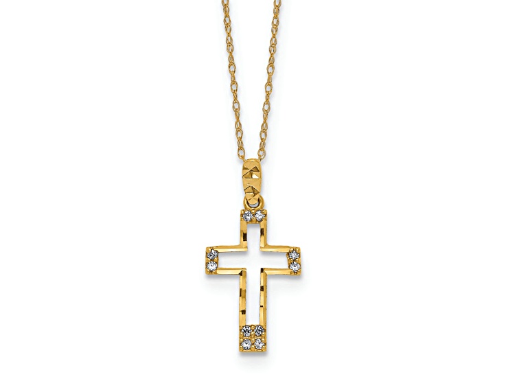 アクセサリー 14K gold chain & cross charm 14k Gold Cylindrical Cross Charm With Chain – Baby Beau and