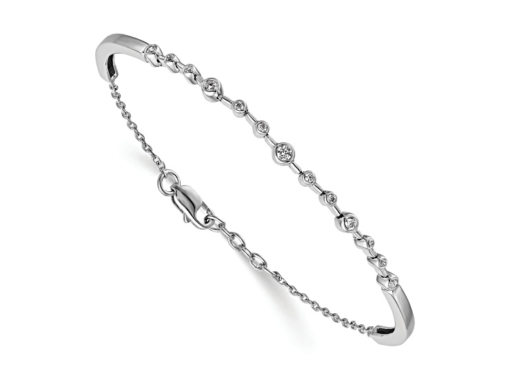 Rhodium Over 14k White Gold Diamond Bangle Bracelet