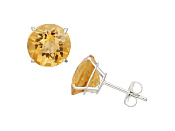 Picture of Citrine Round 10K White Gold Stud Earrings 3.50ctw