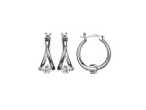 White Cubic Zirconia Rhodium Over Sterling Silver Hoop Earrings 1.62ctw