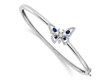 Picture of Rhodium Over 14k White Gold Sapphire and Diamond Butterfly Bangle