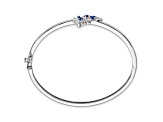 Rhodium Over 14k White Gold Sapphire and Diamond Butterfly Bangle
