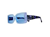 Blue Crystal Rectangular Frame Sunglasses