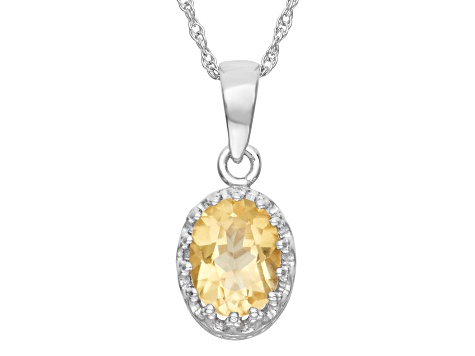 Oval Citrine Sterling Silver Pendant with Chain 0.96ctw