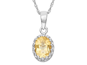 Yellow Citrine Sterling Silver Pendant with Chain 0.96ct
