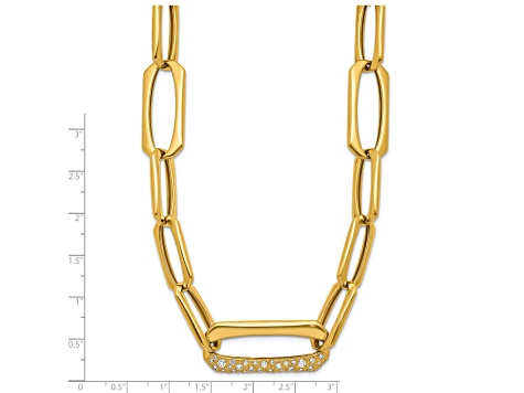 18K Yellow Gold Diamond Polished Fancy Link 18 Inch Necklace