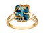 10K Yellow Gold Rectangular Octagonal London Blue Topaz Medusa Ring 3.3ctw