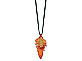 Iridescent Copper Fern Leaf and 24k Yellow Gold Dipped Pine Cone 20 Inch Necklace