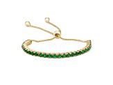 Green Emerald Simulant 14K Yellow Gold Over Sterling Silver Bolo Bracelet  3.41ctw