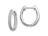 Rhodium Over 10k White Gold 11/16" 0.62ctw Diamond In and Out Hinged Hoop Earrings