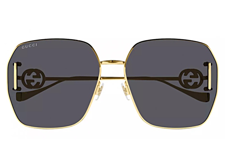Gucci Gray Sunglasses with Gold Accents Gucci GG1221S 001 Sunglasses Gold/Grey Rectangle Shape 56-16  main image 4