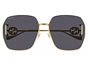 Picture of Gucci Gold Tone Oversize Frame with "GG" Logo Accent / Gray Lens Sunglasses