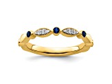 14K Yellow Gold Stackable Expressions Lab Created Sapphire and Diamond Ring 0.105ctw