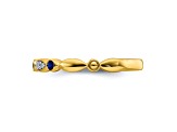 14K Yellow Gold Stackable Expressions Lab Created Sapphire and Diamond Ring 0.105ctw