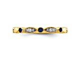 14K Yellow Gold Stackable Expressions Lab Created Sapphire and Diamond Ring 0.105ctw