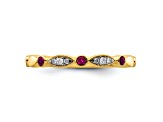 14K Yellow Gold Stackable Expressions Lab Created Ruby and Diamond Ring 0.096ctw