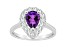 8x5mm Pear Shape Amethyst And White Topaz Accents Rhodium Over Sterling Silver Halo Ring