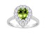 8x5mm Pear Shape Peridot And White Topaz Accents Rhodium Over Sterling Silver Halo Ring