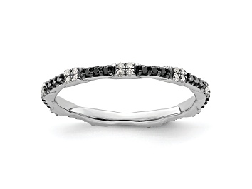 Picture of Sterling Silver Stackable Expressions Black and White Diamond Ring 0.216ctw
