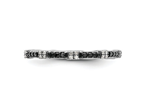 Sterling Silver Stackable Expressions Black and White Diamond Ring 0.216ctw