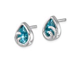 Rhodium Over Sterling Silver Polished Crystal Wave Post Earrings