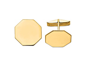 14K Yellow Gold Men's Octagonal Cuff Links