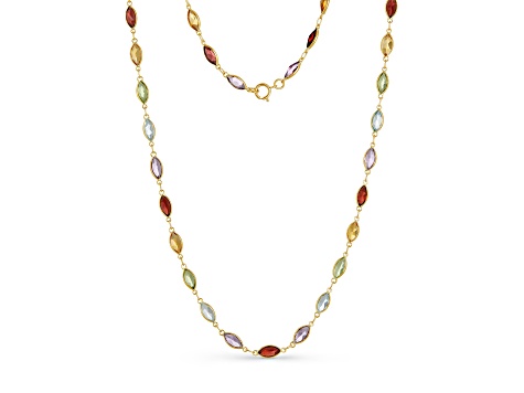 Multi-Gem 14k Yellow Gold 18" Necklace 18.88ctw