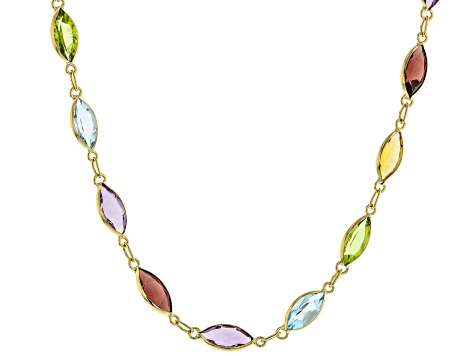 Multi-Gem 14k Yellow Gold 18" Necklace 18.88ctw