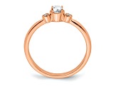 14K Rose Gold Petite Beaded Edge Round Diamond Ring 0.24ctw