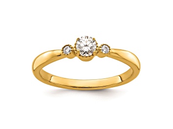 Picture of 14K Yellow Gold Petite Beaded Edge Round Diamond Ring 0.24ctw