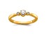14K Yellow Gold Petite Beaded Edge Round Diamond Ring 0.24ctw