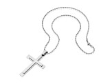 Invicta Jewelry Men's Polished Steel Layered Cross Pendant Necklace - 24"