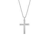 Invicta Jewelry Men's Polished Steel Layered Cross Pendant Necklace - 24"