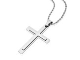 Invicta Jewelry Men's Polished Steel Layered Cross Pendant Necklace - 24"
