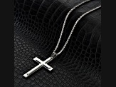 Invicta Jewelry Men's Polished Steel Layered Cross Pendant Necklace - 24"