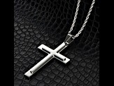 Invicta Jewelry Men's Polished Steel Layered Cross Pendant Necklace - 24"