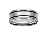 9mm Band in Stainless Steel with Black-PVD Plated Stripes