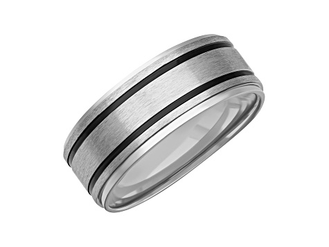 9mm Band in Stainless Steel with Black-PVD Plated Stripes
