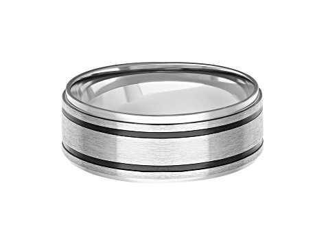 9mm Band in Stainless Steel with Black-PVD Plated Stripes