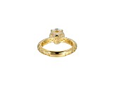 White Cubic Zirconia 18k Yellow Gold Over Sterling Silver Ring 4.05ctw