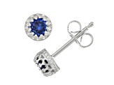 Blue Lab Created Sapphire Sterling Silver Childrens Stud Earrings 0.56ctw
