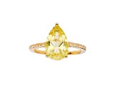 Pear Shape Lab Created Yellow Sapphire with White Topaz 18K Yellow Gold Over Sterling Silver Ring