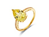 Pear Shape Lab Created Yellow Sapphire with White Topaz 18K Yellow Gold Over Sterling Silver Ring