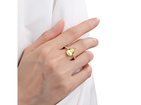 Pear Shape Lab Created Yellow Sapphire with White Topaz 18K Yellow Gold Over Sterling Silver Ring