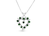 0.88ctw Emerald and Diamond Heart Shaped Pendant in 14k White Gold