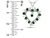 0.88ctw Emerald and Diamond Heart Shaped Pendant in 14k White Gold