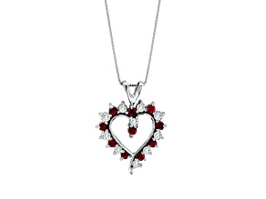 0.98ctw Ruby and Diamond Heart Shaped Pendant 14k  White Gold
