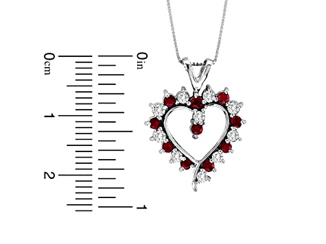 0.98ctw Ruby and Diamond Heart Shaped Pendant 14k  White Gold